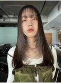 【上田】顔周りレイヤーカット透明感カラー地毛風ストレート