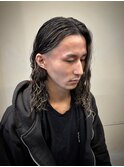 2067黒髪ハイライトメッシュ刈り上げバリカンアートマンバンヘア