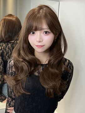 ノク 渋谷(nok) 韓国ヘア 顔まわりカット くびれヘア ショコラベージュ 小顔ヘア