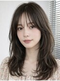 顔まわりレイヤー/オリーブグレージュ/韓国レイヤー/仙台