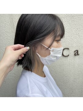 カルムヘア(Calm hair) 切りっぱなしボブ×イヤリングカラー
