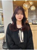 赤髪/艶髪/顔周りカット/天神韓国ヘア