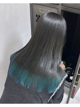 ヲタク(wotaku.) 裾カラーグリーンデザインカラー裾ブリーチインナーカラー