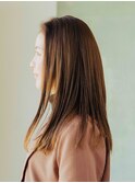 美髪逆三角切りっぱなしボブエアリーロングピンクブラウン