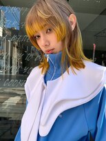 ネス(ness)&nbsp;ミルクティーベージュ/裾カラー/イエロー/顔周りカット/ぱっつん