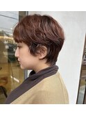ショートパーマ　オレンジ