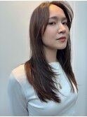 ロング前髪なしトレンドレイヤーカット