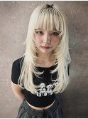 レイヤーカット/ウルフ/ホワイトブロンド/外ハネボブ/美髪