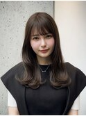 暗めカラー内巻きカールデザインカラー