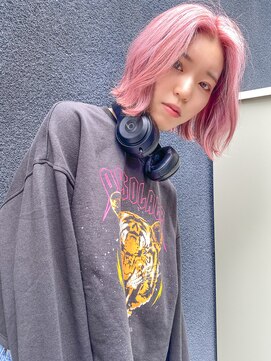 タイドヘア 茨木店(TIDE HAIR) ベイビーピンク×外ハネボブ