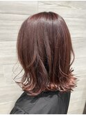 ブリーチなしでベリーピンク♪今風くびれヘア