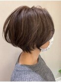 黄金比ショート/白髪ぼかしハイライト/大人女性/40代/50代/60代