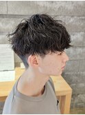波巻きツイストスパイラルパーマ刈り上げマッシュショートメンズ