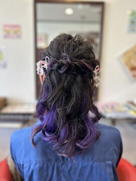 ヘアモード 美結(hair-mode) ハーフアップ/結婚式/インナーカラー/ゆるふわ