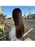 ロングヘアの艶カラー