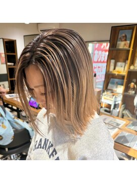 切りっぱなしxバレイヤージュ