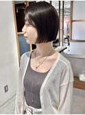 小顔ボブ切りっぱなしボブ大人かわいいこなれ感ショコラブラウン