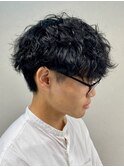 フェザーパーマサーフカール刈り上げセンターパート
