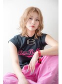 艶髪ハイトーン♪韓国風レイヤー×ウェーブ巻き