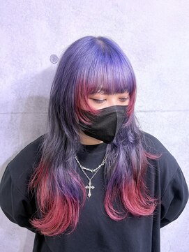 ピチカートシータ(pizzicato cita) ロングウルフ デザインカラー 推しカラー ブルーシルバー