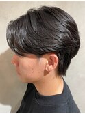 メンズセンターパートニュアンスパーマ毛流れメンズパーマ刈上げ