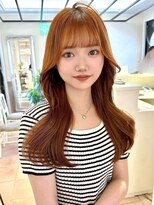 ラグーン 原宿 表参道(LAGOON) ブリーチなしオレンジ美髪韓国風20代30代レイヤーくびれヘア