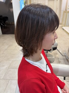 アッシュ 仙川店(Ash) 30代40代50代髪質改善地毛風縮毛矯正ひし形ショートボブ白髪染め