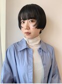 前上がりマッシュショートボブ黒髪地毛風カラー/自由が丘