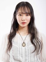 アース 川崎店(HAIR&MAKE EARTH)&nbsp;ロング_波巻き_黒髪_ポイントカラー_トリートメント