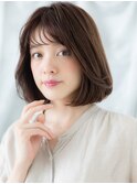 ぱっつん前髪ツヤ髪モカブラウン大人美人ボブディp古河30代40代