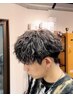  メンズカット＋トレンドパーマ＋ケアブリーチハイライト￥25000【フェザー】