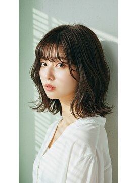 コトナ 越谷店 越谷20代チャコールグレー透明感小顔韓国風ミディアムヘア越谷