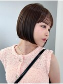 ぷつっとボブ　切りっぱなしボブ 丸みボブ 透明感カラー