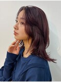 モーブブラウン ブラウンカラー ミディアムレイヤー 顔まわり