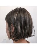 【お客様スタイル】ラフミニボブハイライトグレージュ