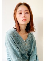 ネイヴィル オモテサンドウ(navile omotesando) *ブリーチなしオレンジベージュ×外ハネロブ*