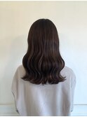 透け色ブラウン×ミディアムロング