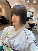 【北澤華】暗髪カラー切りっぱなしボブ/縮毛矯正