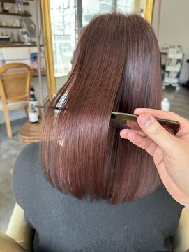 モワ 仙台(Mois) 髪質改善カラーで柔らかいレッドブラウン 10代20代30代/髪質改善