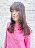 say.黒髪ボブルフネビージュ小顔ワンレン顔周りレイヤーブラウン