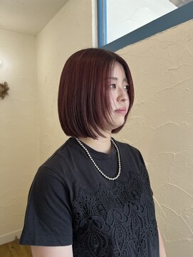ヘアー ミュゼ 柱店(HAIR Musee) デザインボブ×チェリーレッド