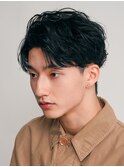 フェザーパーマフェザーショート微分けメンズヘアカット原宿黒髪