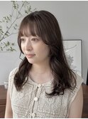 ブリーチなしカラーモカブラウンレイヤー秋カラー顔周りカット