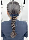 結婚式お呼ばれ編みおろし／リボンヘアセット/アレンジ