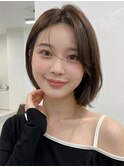 ダークアッシュセンターパートひし形レイヤーボブ20代30代A17