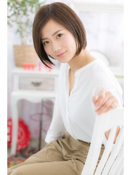 ミック ヘアアンドメイク アップ 駒込店(miq Hair&Make up) 艶カラー前下がりボブで*ナチュラルクールな大人顔