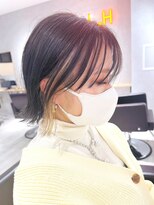 ラッキーヘア 加古川(Lucky Hair)&nbsp;フェイスフレーミングイヤリングカラー×ぱつっとボブ【シン】