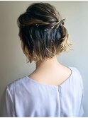 大人可愛いハーフアップ×金箔ヘアアレンジ