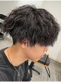 波巻きパーマメンズパーマメンズヘアツーブロックツイストパーマ