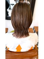 オルク 札幌大通(Orque)&nbsp;ハイライト入りハイトーンミルクティーミディアムウルフ20代30代